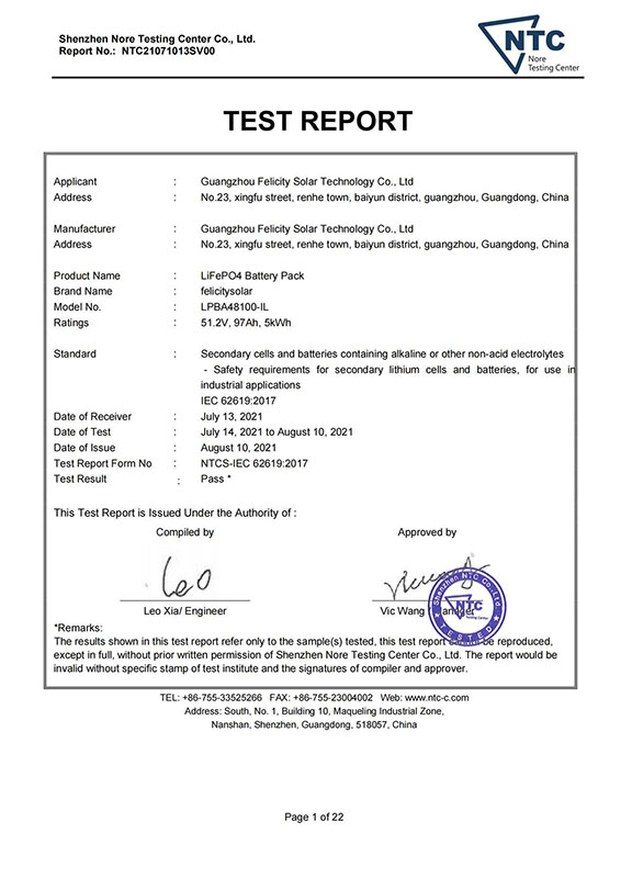 NTC21071013SV00 LPBA48100-IL, IEC 62619_Rapport