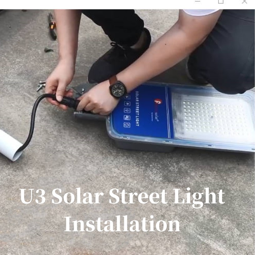 Installation de lampadaires solaires U3 avec deux types de supports