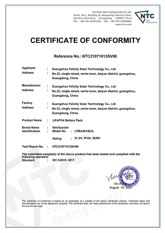 LPBA48100-IL, CERTIFICATION CEI